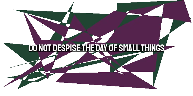 Do Not Despise the Day of Small Things: Embracing the Power of Smallness as